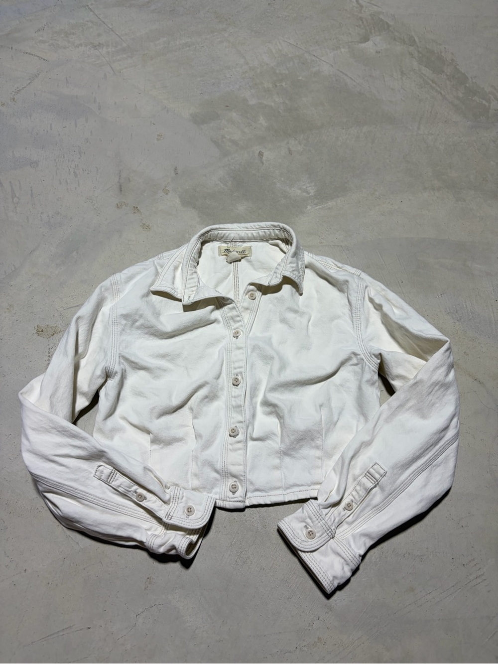 Madewell cream White Women's Cropped Button-Up denim shirt jacket  small